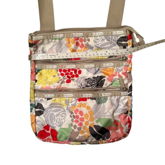 LeSportsac 3 Zip Crossbody bright Floral Nylon Swingpack - Picture 5 of 7